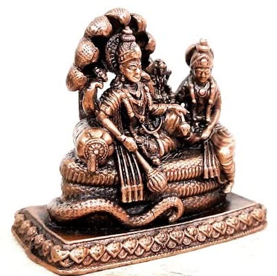 God Vishnu Along with Mahalakshmi Lying in Adisesha 2.1 inches