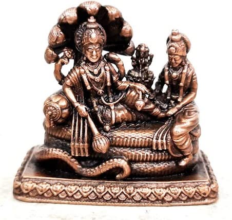 God Vishnu Along with Mahalakshmi Lying in Adisesha 2.1 inches