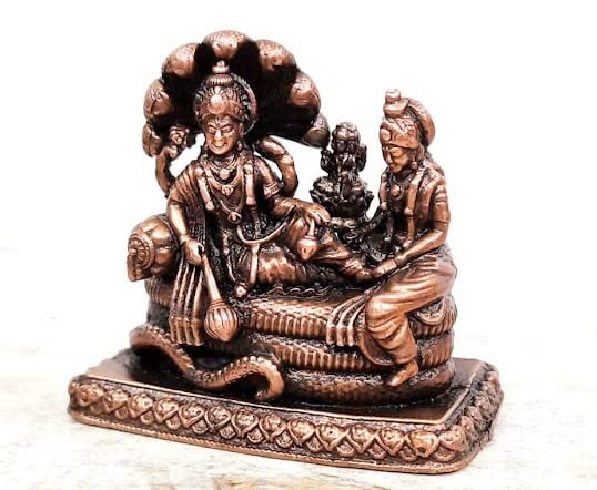 God Vishnu Along with Mahalakshmi Lying in Adisesha 2.1 inches