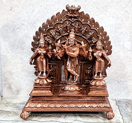 Venugopala with Sridevi and Bhudevi with Dasavadhara Prabhavali 7.2 inches