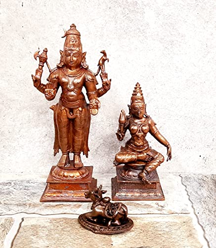 Shiva with Goddess Parvathi with Nandhi 6.3 inches